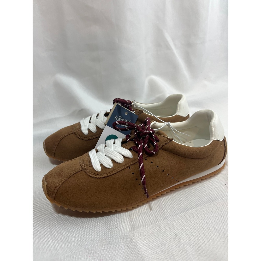 Universal Thread Womens Cognac Brown Faux Suede Sneakers Size 9 Low Top Shoes
